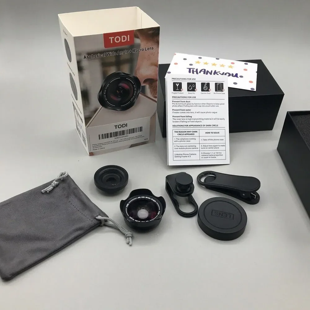 Phone Camera Lens,TODI 4K HD 2 in 1 120degree Wide Angle Lens, 20X Macro Lens,Cl
